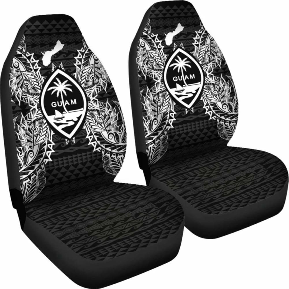 Guam Car Seat Cover - Guam Coat Of Arms Map Black - 105905 - YourCarButBetter