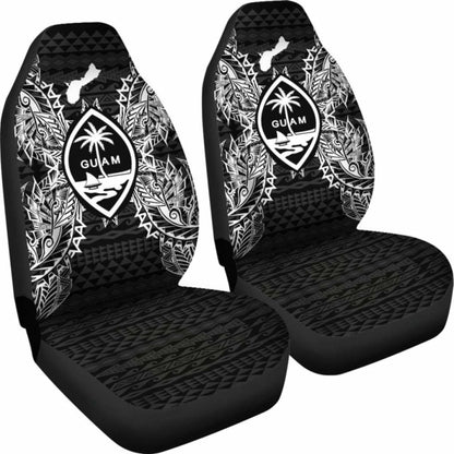 Guam Car Seat Cover - Guam Coat Of Arms Map Black - 105905 - YourCarButBetter