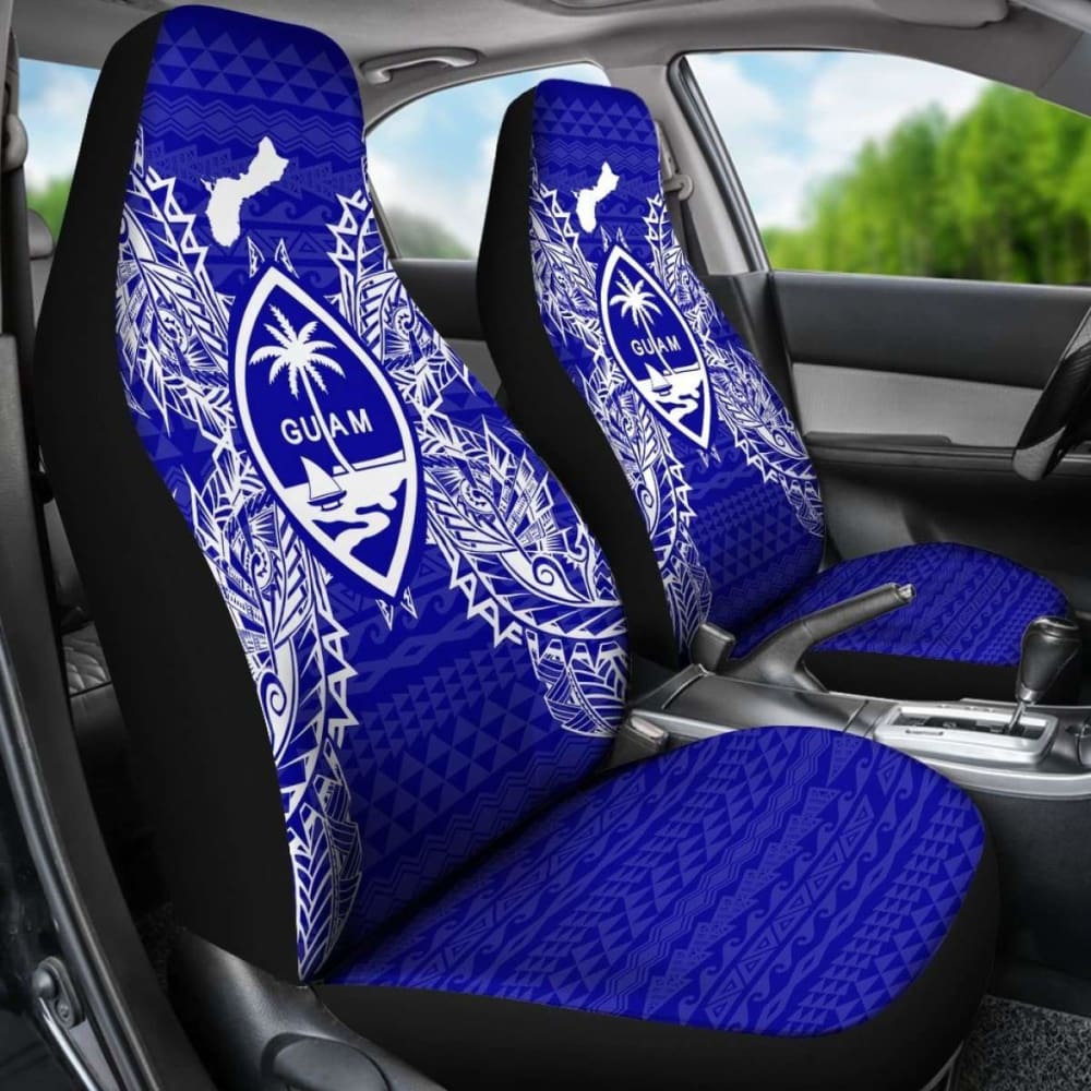 Guam Car Seat Cover - Guam Coat Of Arms Map Blue - 105905 - YourCarButBetter