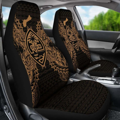 Guam Car Seat Cover - Guam Coat Of Arms Map Gold - 105905 - YourCarButBetter