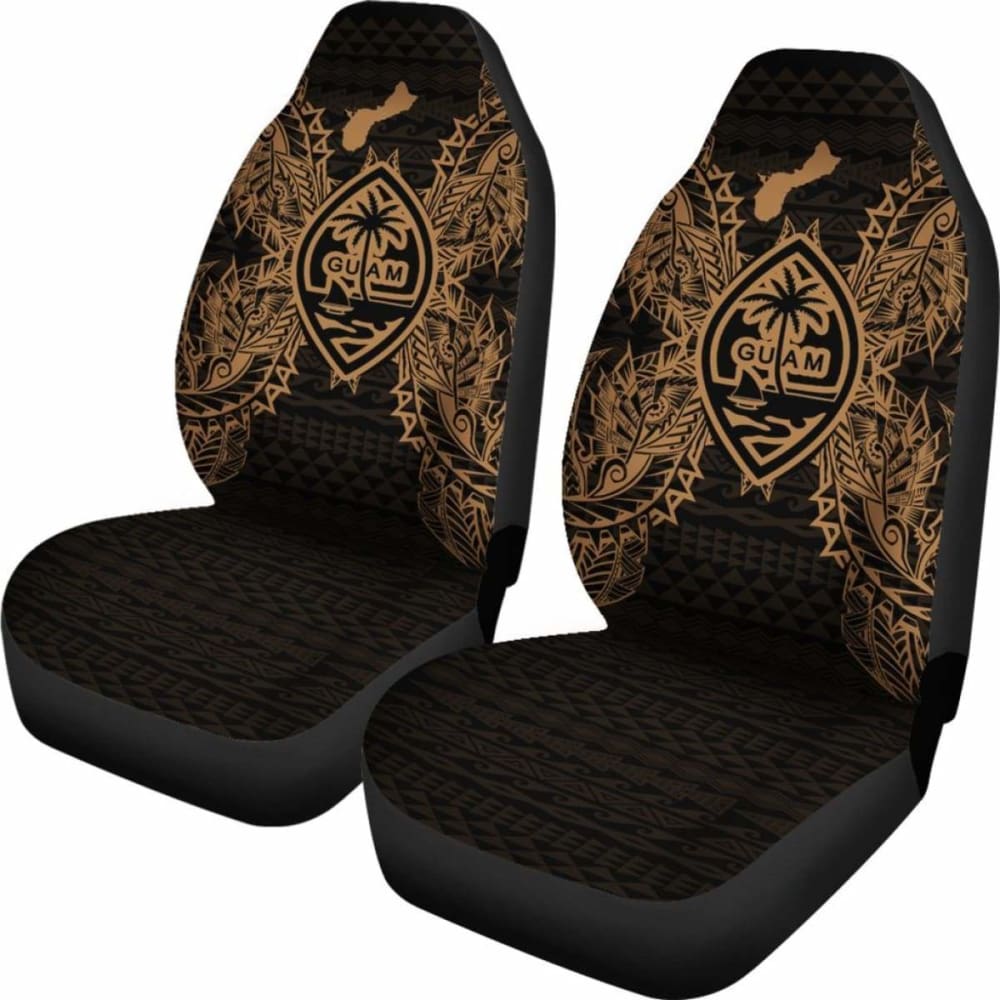 Guam Car Seat Cover - Guam Coat Of Arms Map Gold - 105905 - YourCarButBetter