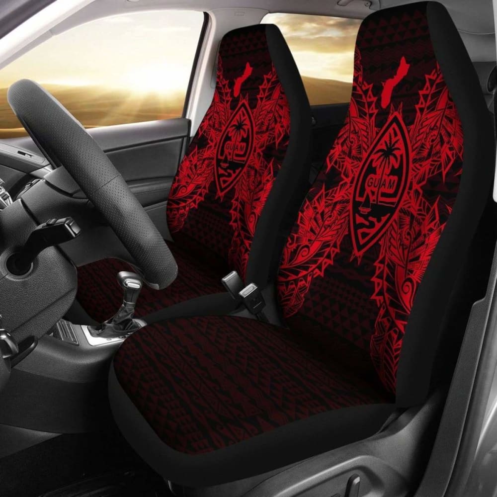 Guam Car Seat Cover - Guam Coat Of Arms Map Red - 105905 - YourCarButBetter