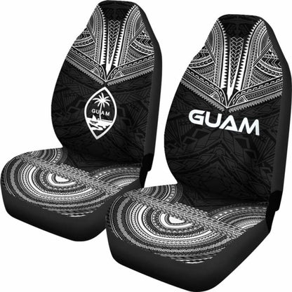 Guam Car Seat Cover - Guam Coat Of Arms Polynesian Chief Tattoo Black Version - 10 174914 - YourCarButBetter