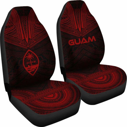 Guam Car Seat Cover - Guam Coat Of Arms Polynesian Chief Tattoo Red Version - 10 174914 - YourCarButBetter