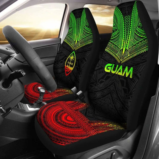 Guam Car Seat Cover - Guam Coat Of Arms Polynesian Chief Tattoo Reggae Version - 10 174914 - YourCarButBetter