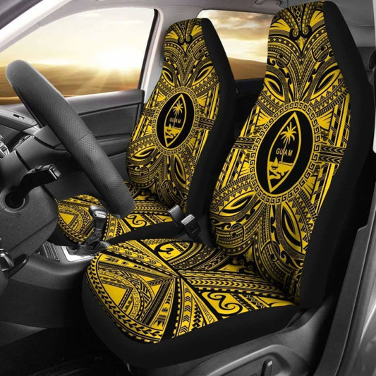 Guam Car Seat Cover - Guam Coat Of Arms Polynesian Gold Black 105905 - YourCarButBetter