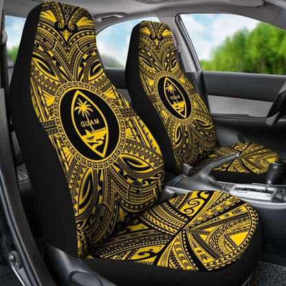 Guam Car Seat Cover - Guam Coat Of Arms Polynesian Gold Black 105905 - YourCarButBetter