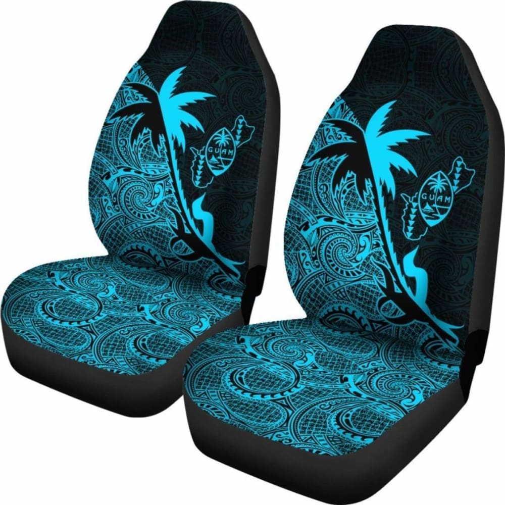 Guam Car Seat Covers - Guam Coat Of Arms Coconut Tree Blue - Amazing 1 105905 - YourCarButBetter