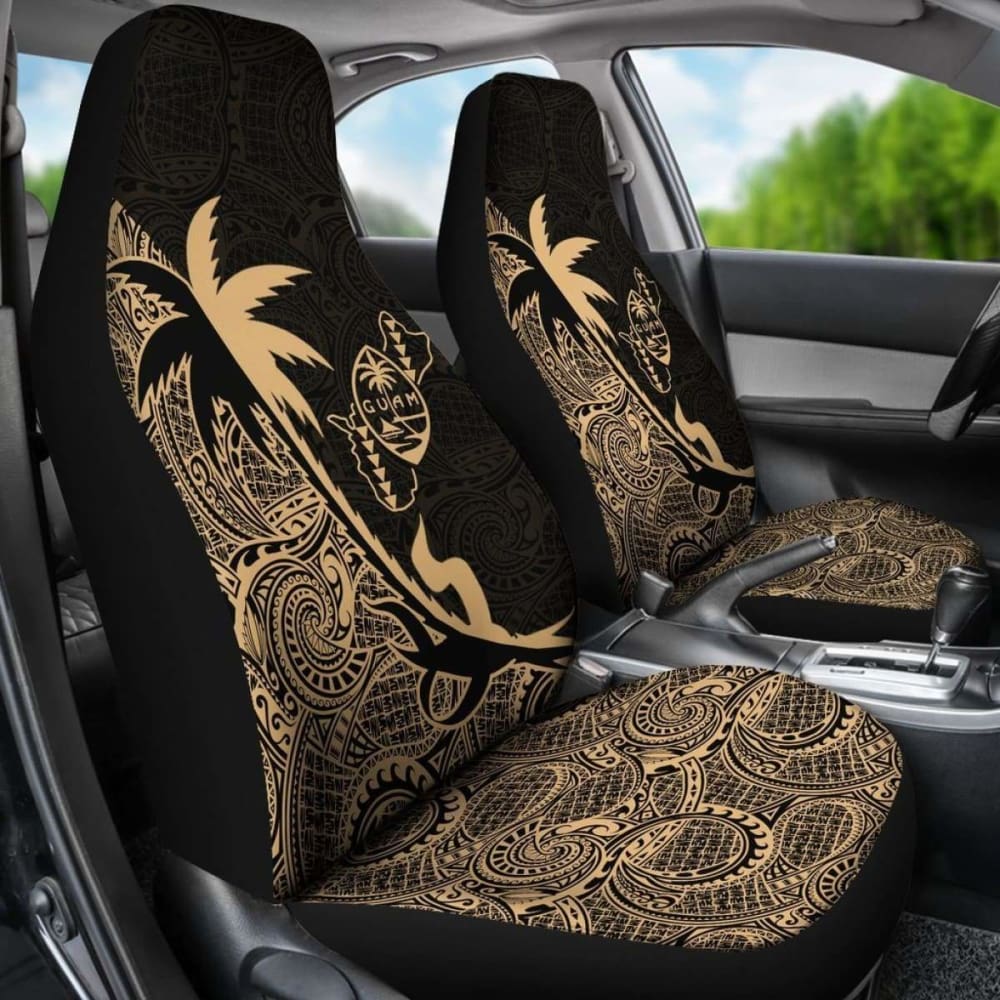 Guam Car Seat Covers - Guam Coat Of Arms Coconut Tree Gold - Amazing 1 105905 - YourCarButBetter