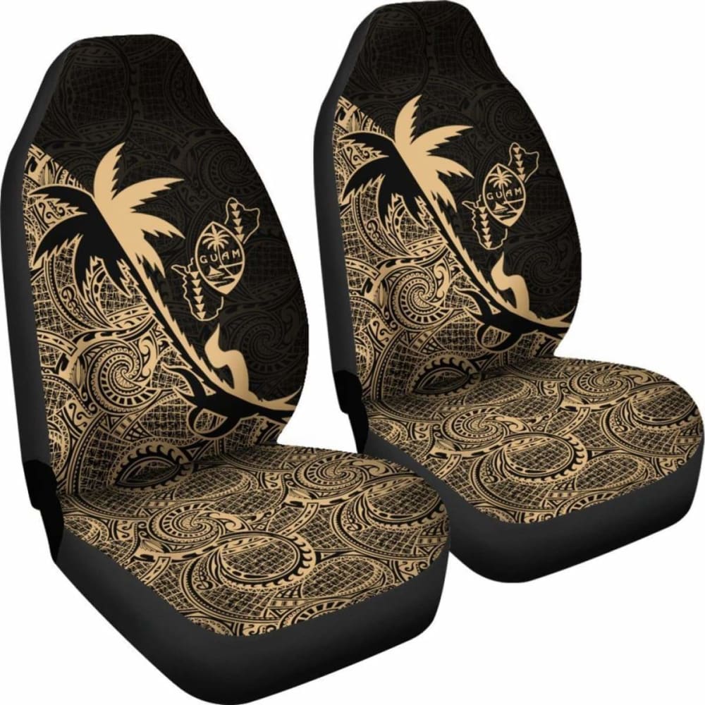 Guam Car Seat Covers - Guam Coat Of Arms Coconut Tree Gold - Amazing 1 105905 - YourCarButBetter