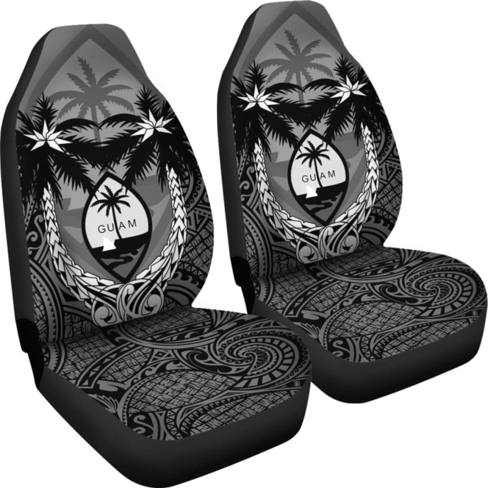 Guam Car Seat Covers - Guam Coat Of Arms Coconut Tree (Gray) - Amazing 1 105905 - YourCarButBetter