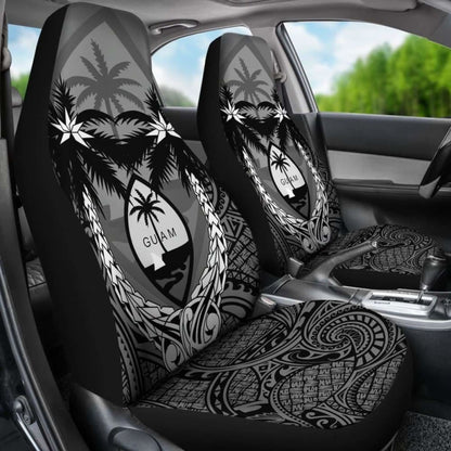 Guam Car Seat Covers - Guam Coat Of Arms Coconut Tree (Gray) - Amazing 1 105905 - YourCarButBetter