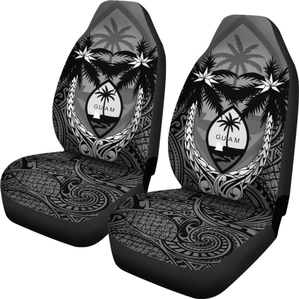 Guam Car Seat Covers - Guam Coat Of Arms Coconut Tree (Gray) - Amazing 1 105905 - YourCarButBetter