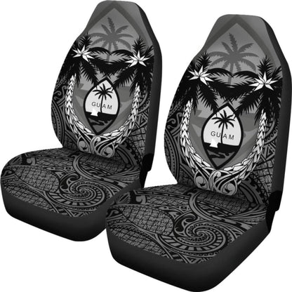 Guam Car Seat Covers - Guam Coat Of Arms Coconut Tree (Gray) - Amazing 1 105905 - YourCarButBetter