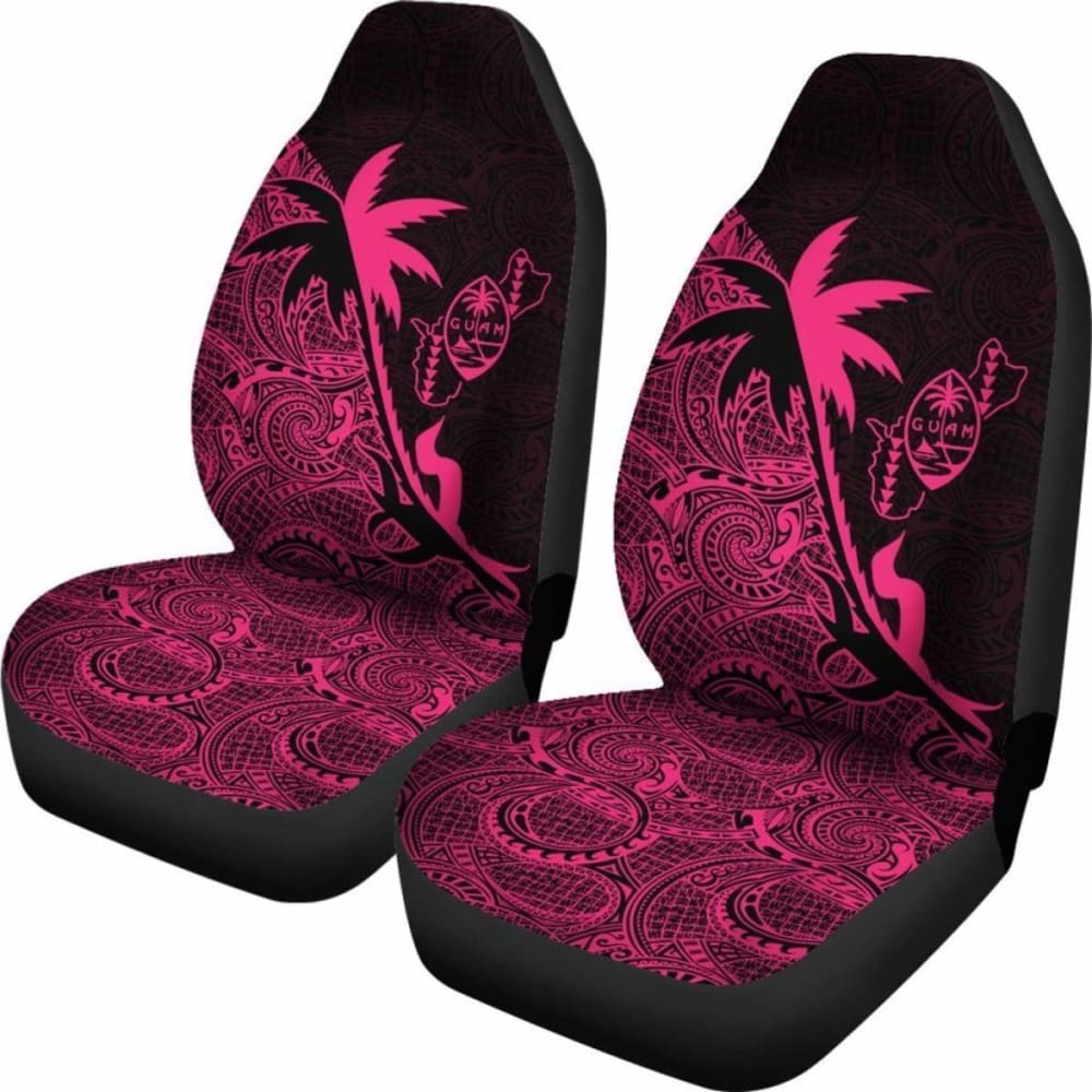 Guam Car Seat Covers - Guam Coat Of Arms Coconut Tree Pink - Amazing 1 105905 - YourCarButBetter