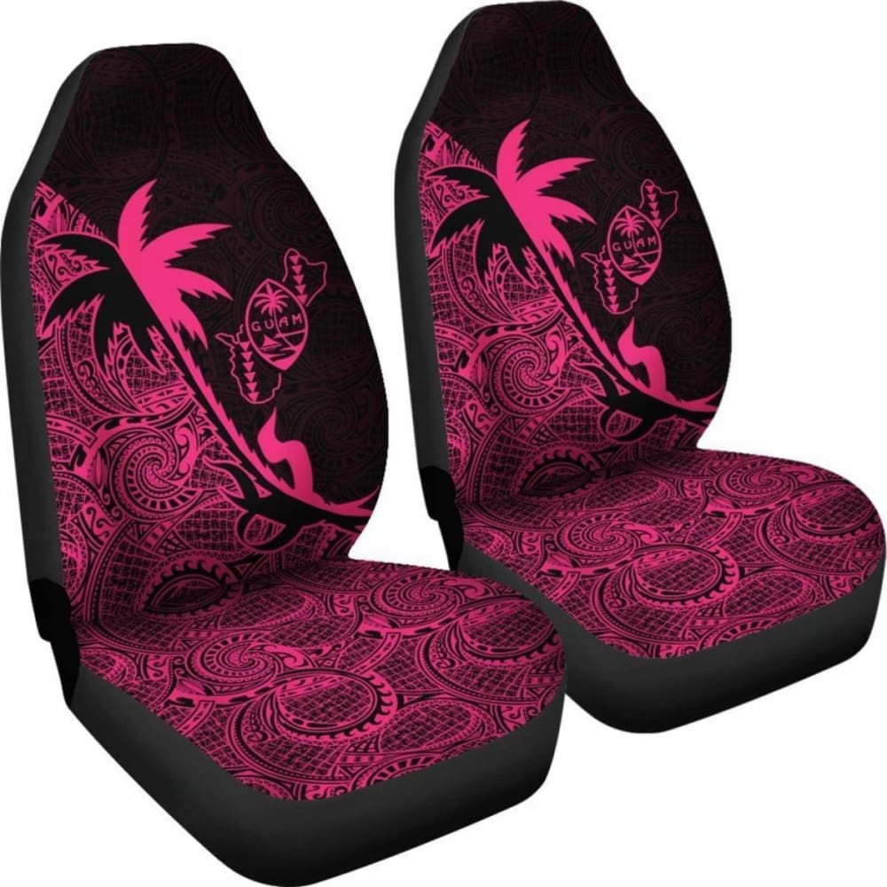 Guam Car Seat Covers - Guam Coat Of Arms Coconut Tree Pink - Amazing 1 105905 - YourCarButBetter
