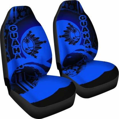 Guam Car Seat Covers - Guam Coat Of Arms Hibiscus And Wave Blue - 232125 - YourCarButBetter