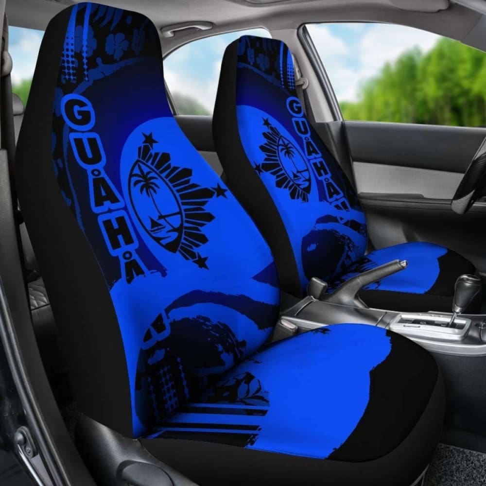 Guam Car Seat Covers - Guam Coat Of Arms Hibiscus And Wave Blue - 232125 - YourCarButBetter