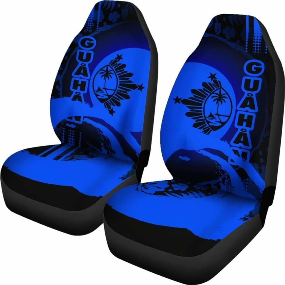 Guam Car Seat Covers - Guam Coat Of Arms Hibiscus And Wave Blue - 232125 - YourCarButBetter