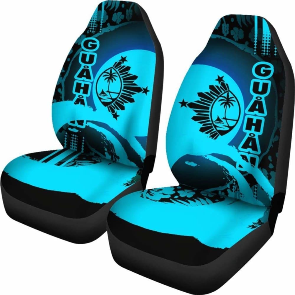 Guam Car Seat Covers - Guam Coat Of Arms Hibiscus And Wave Navy - 232125 - YourCarButBetter