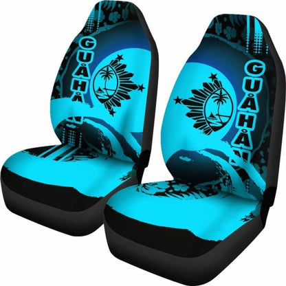 Guam Car Seat Covers - Guam Coat Of Arms Hibiscus And Wave Navy - 232125 - YourCarButBetter