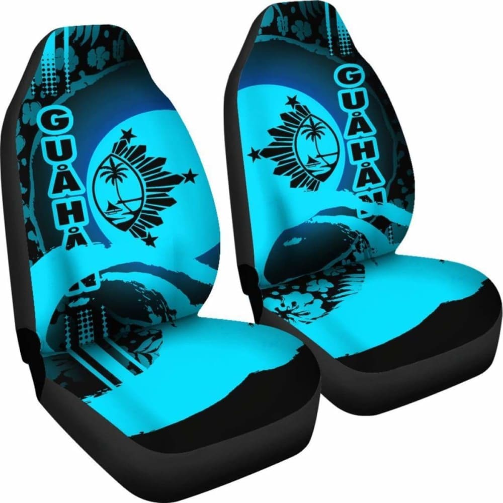 Guam Car Seat Covers - Guam Coat Of Arms Hibiscus And Wave Navy - 232125 - YourCarButBetter
