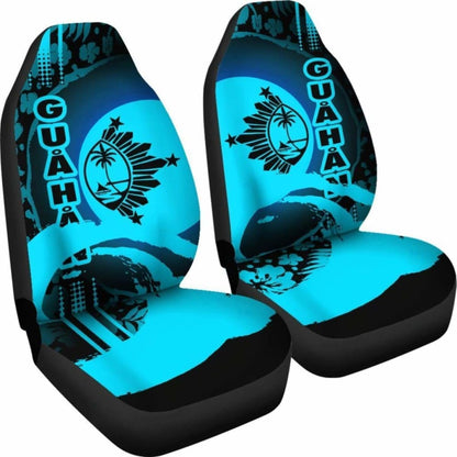 Guam Car Seat Covers - Guam Coat Of Arms Hibiscus And Wave Navy - 232125 - YourCarButBetter