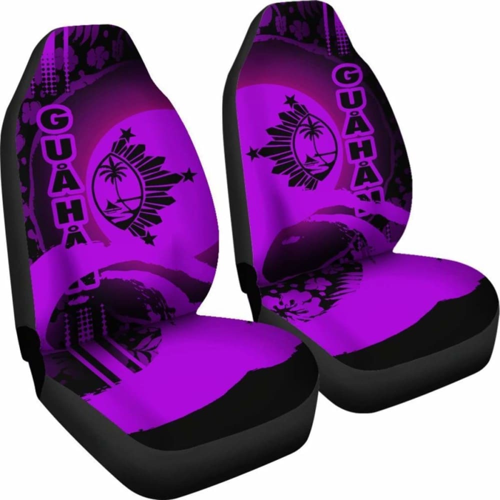 Guam Car Seat Covers - Guam Coat Of Arms Hibiscus And Wave Purple - 232125 - YourCarButBetter