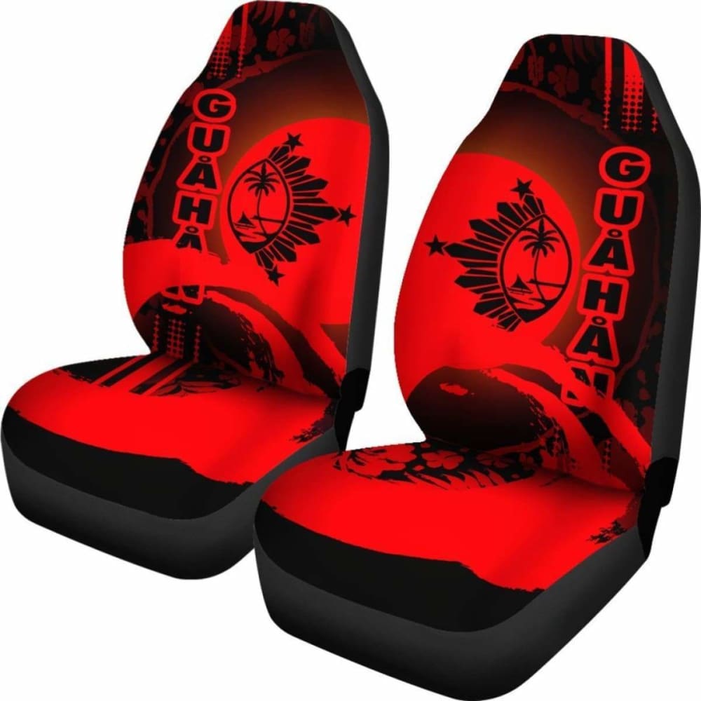 Guam Car Seat Covers - Guam Coat Of Arms Hibiscus And Wave Red - Amazing 1 105905 - YourCarButBetter