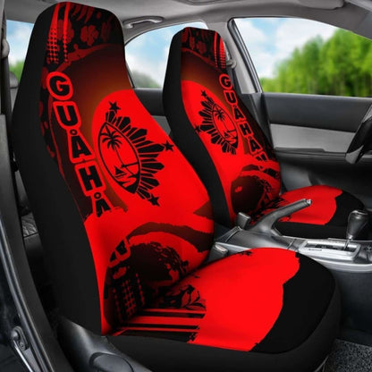 Guam Car Seat Covers - Guam Coat Of Arms Hibiscus And Wave Red - Amazing 1 105905 - YourCarButBetter