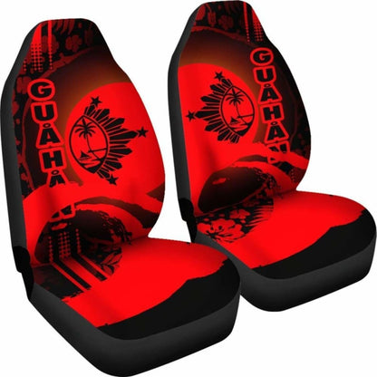 Guam Car Seat Covers - Guam Coat Of Arms Hibiscus And Wave Red - Amazing 1 105905 - YourCarButBetter