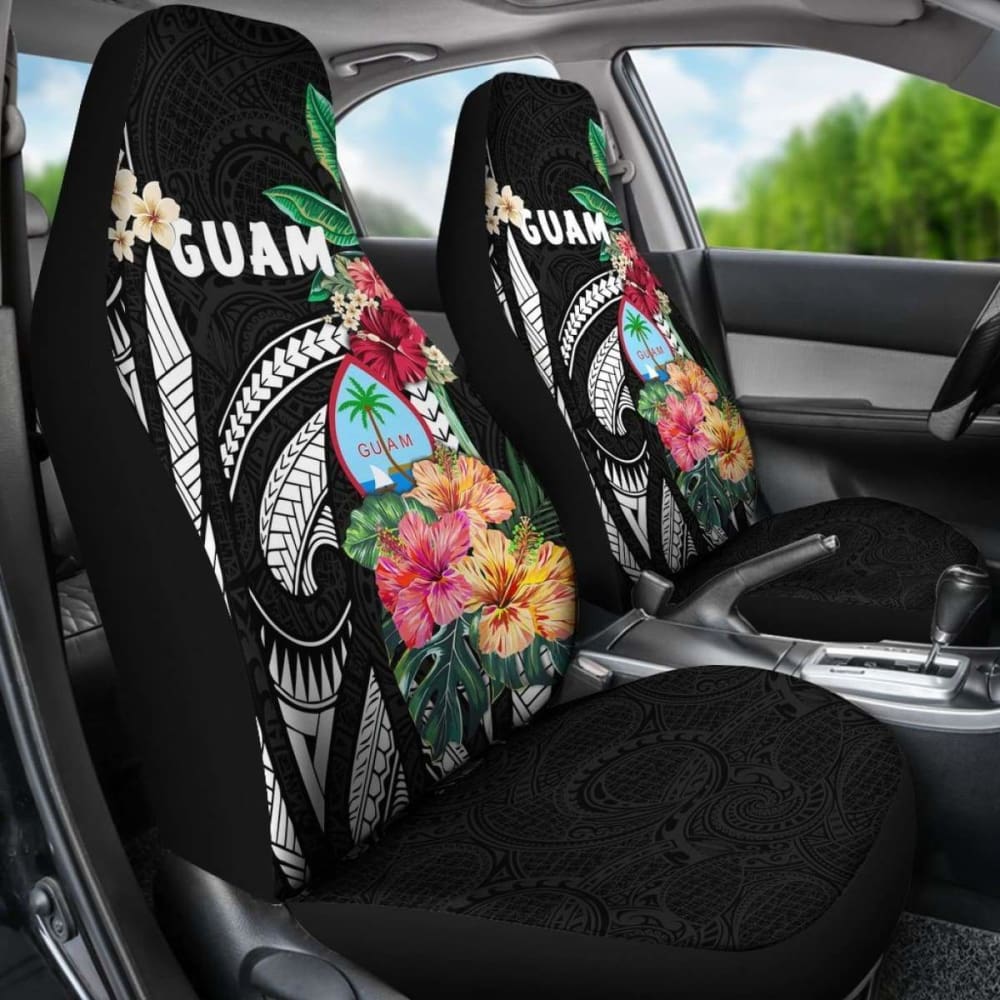 Guam Car Seat Covers Coat Of Arms Polynesian With Hibiscus 232125 - YourCarButBetter