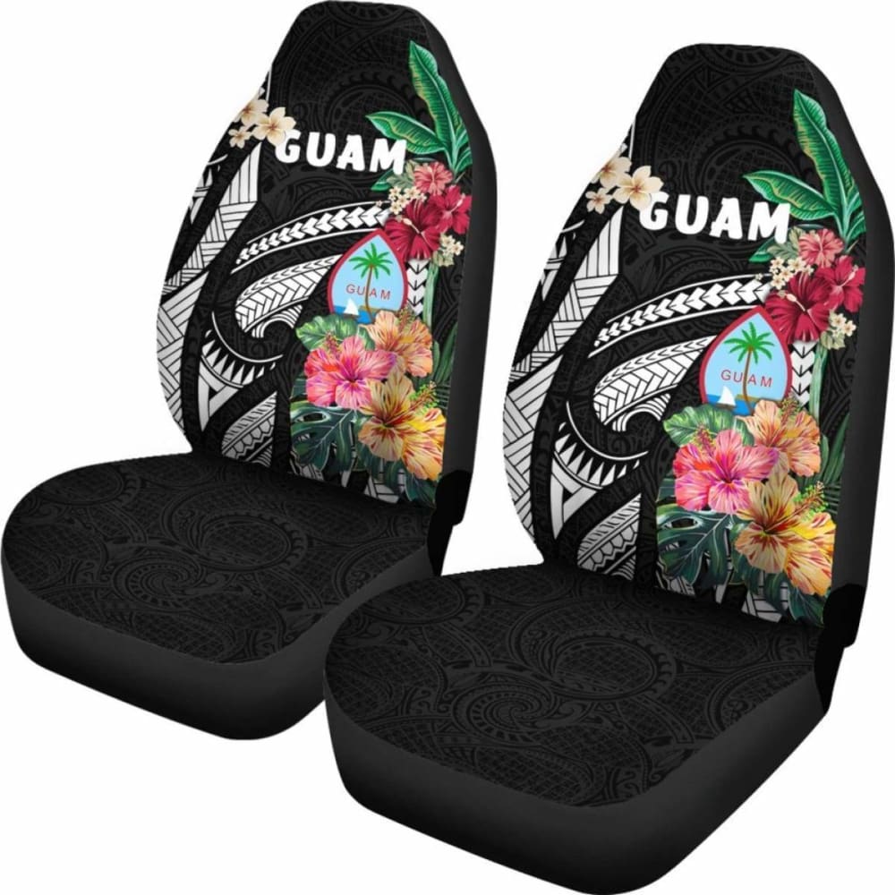 Guam Car Seat Covers Coat Of Arms Polynesian With Hibiscus 232125 - YourCarButBetter