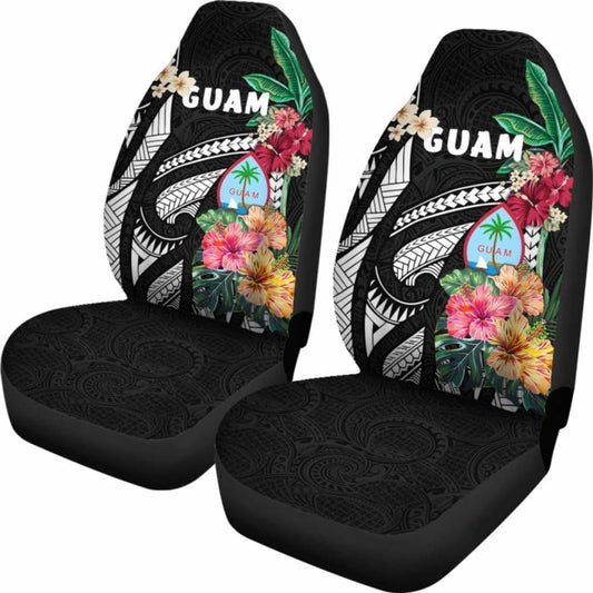 Guam Car Seat Covers Coat Of Arms Polynesian With Hibiscus 232125 - YourCarButBetter