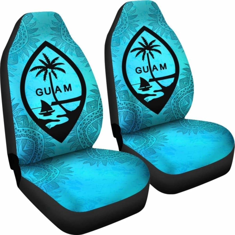 Guam Car Seat Covers - Guam Coat Of Arms Turquoise - 1 105905 - YourCarButBetter