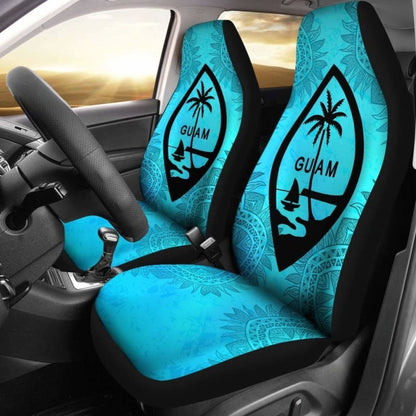 Guam Car Seat Covers - Guam Coat Of Arms Turquoise - 1 105905 - YourCarButBetter