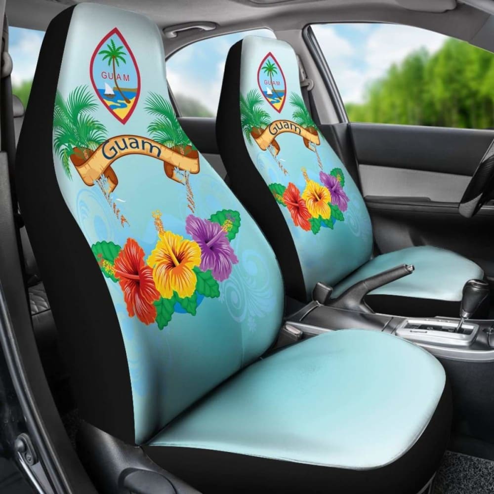 Guam Car Seat Covers Coat Of Arms With Hibiscus 9 232125 - YourCarButBetter
