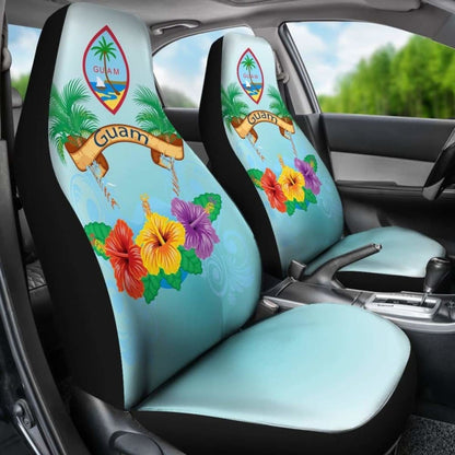 Guam Car Seat Covers Coat Of Arms With Hibiscus 9 232125 - YourCarButBetter