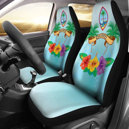 Guam Car Seat Covers Coat Of Arms With Hibiscus 9 232125 - YourCarButBetter