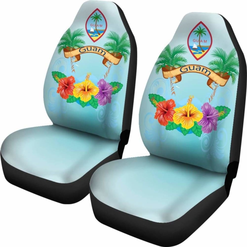 Guam Car Seat Covers Coat Of Arms With Hibiscus 9 232125 - YourCarButBetter