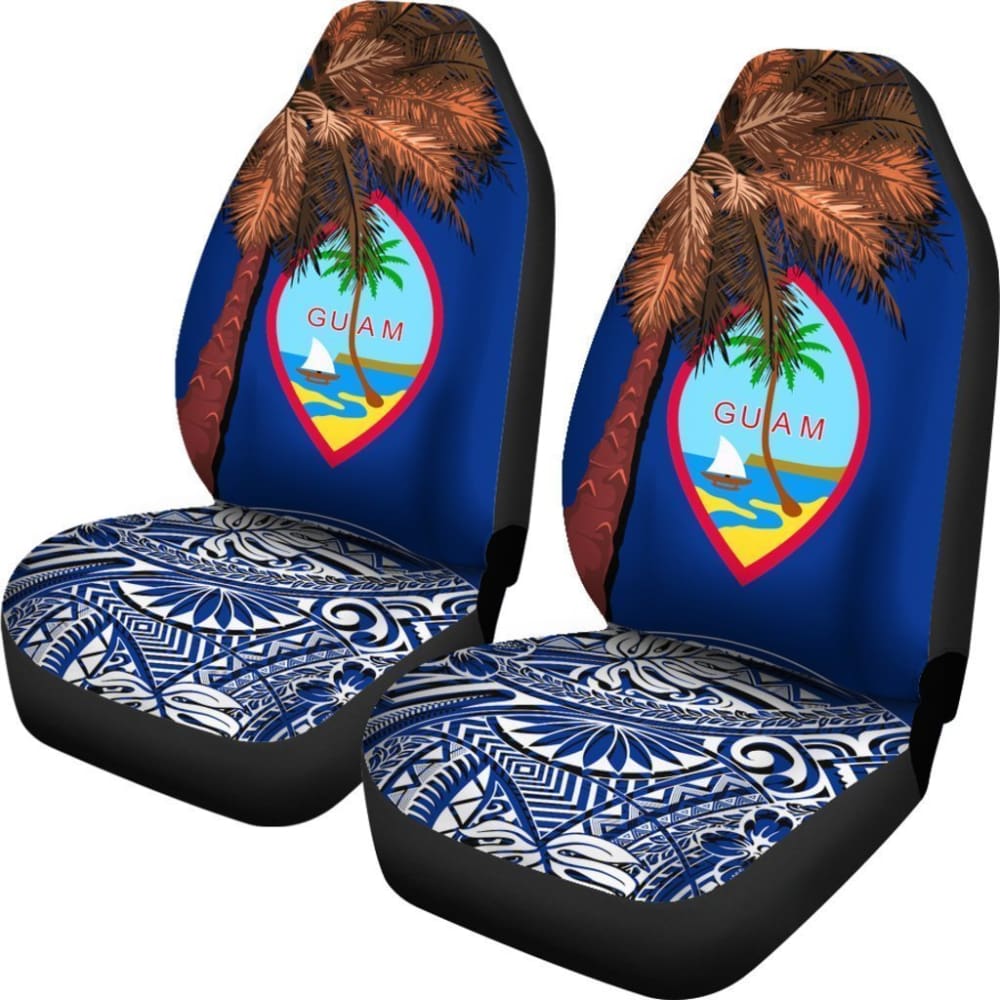 Guam Car Seat Covers Guahan Palm Tree Polynesian Pattern 174510 - YourCarButBetter