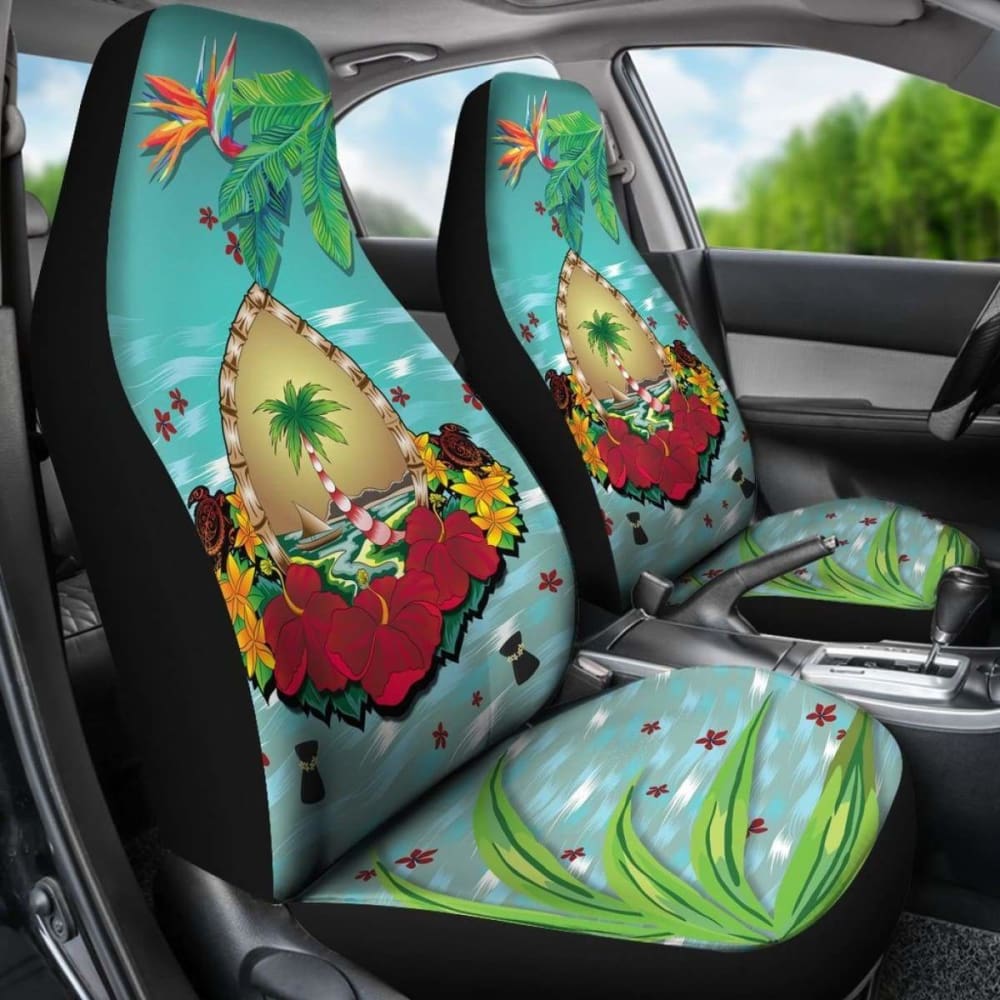 Guam Car Seat Covers Latte Stones Hibiscus 232125 - YourCarButBetter