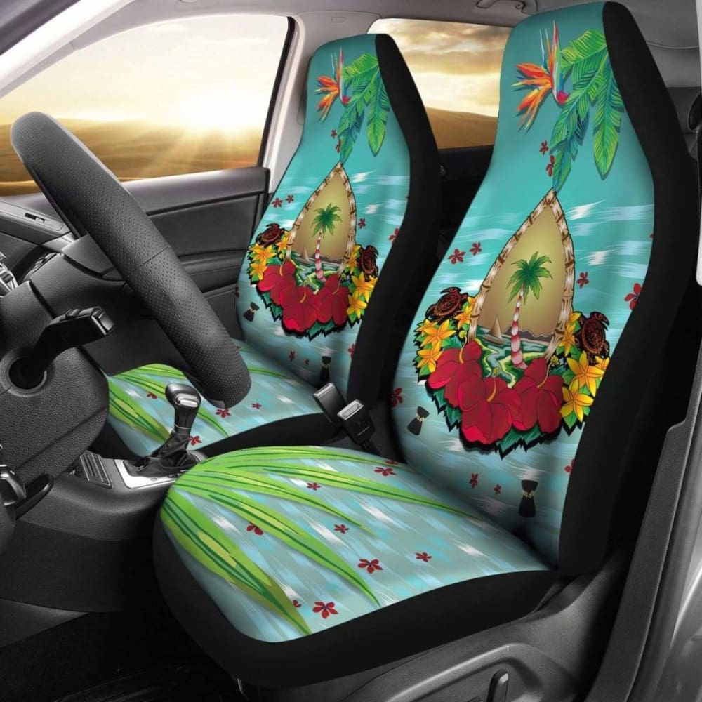Guam Car Seat Covers Latte Stones Hibiscus 232125 - YourCarButBetter