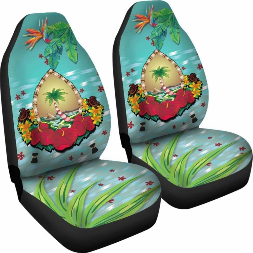 Guam Car Seat Covers Latte Stones Hibiscus 232125 - YourCarButBetter