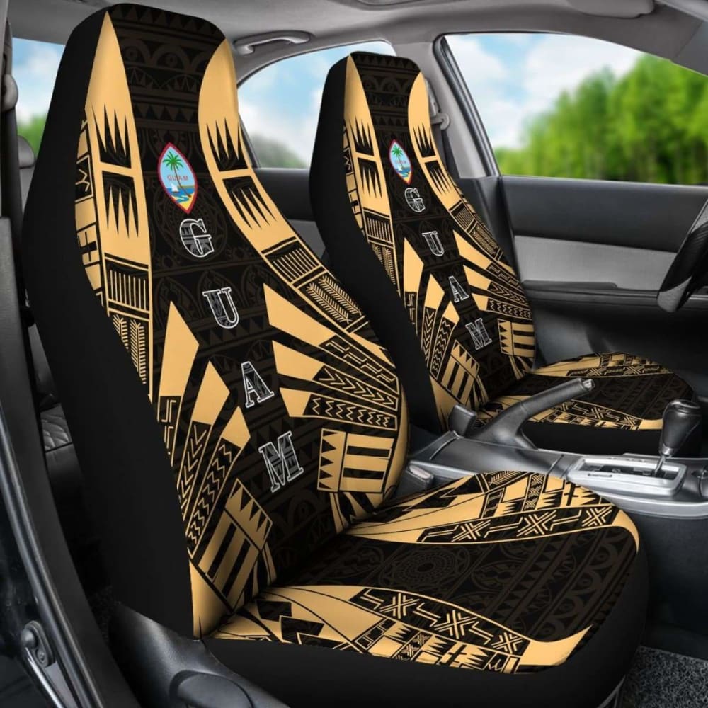 Guam Car Seat Covers - Polynesian Tattoo Gold - 9 174914 - YourCarButBetter