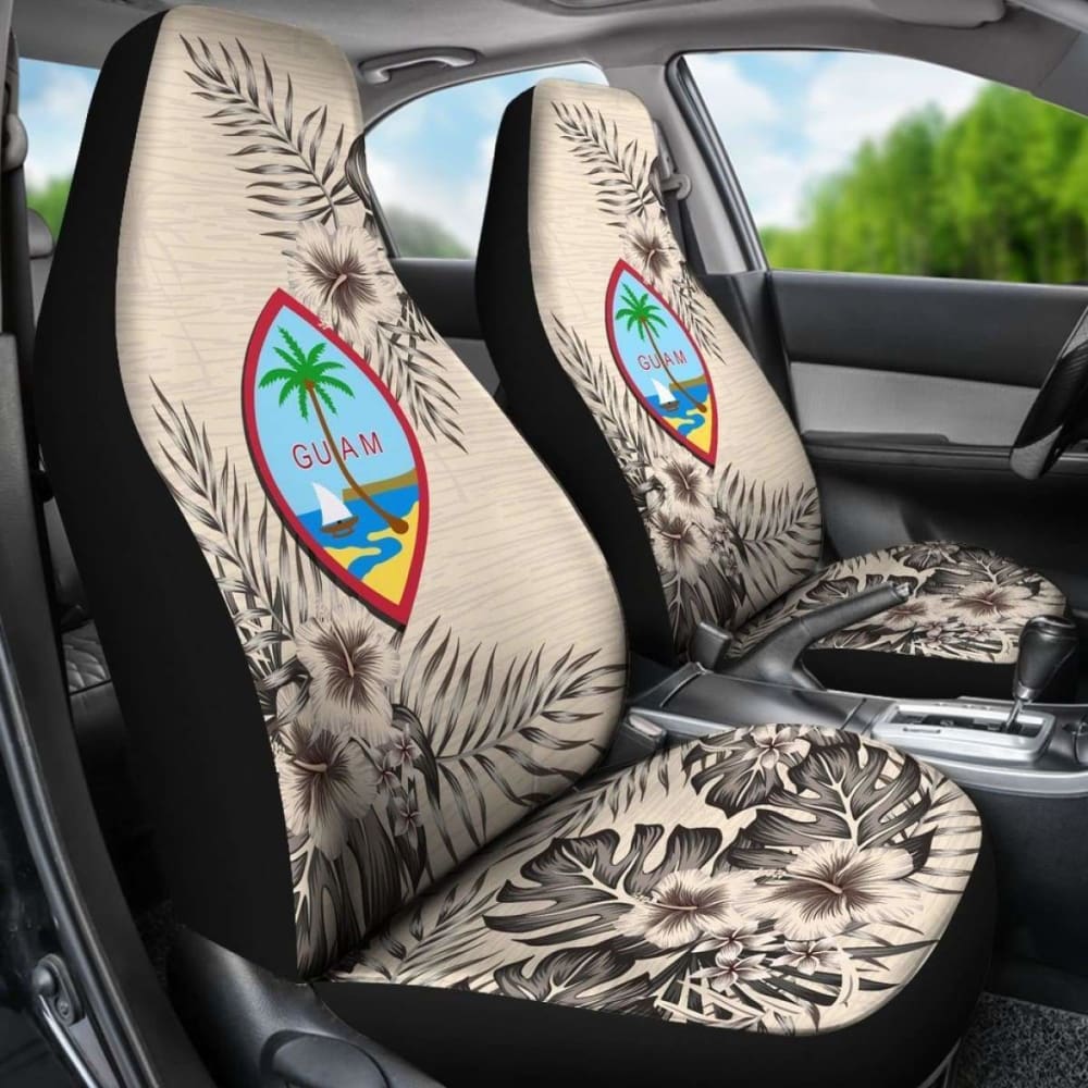 Guam Car Seat Covers The Beige Hibiscus (Set Of Two) 7 232125 - YourCarButBetter