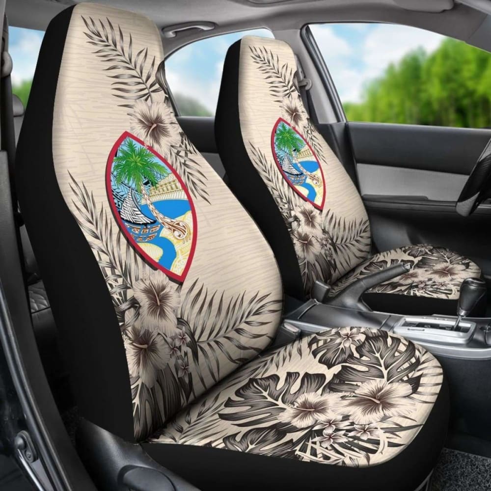 Guam Car Seat Covers The Beige Hibiscus (Set Of Two) 7 232125 - YourCarButBetter