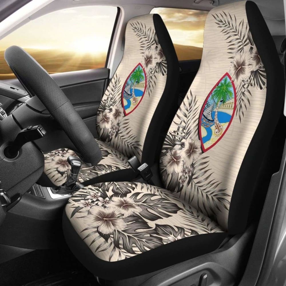 Guam Car Seat Covers The Beige Hibiscus (Set Of Two) 7 232125 - YourCarButBetter
