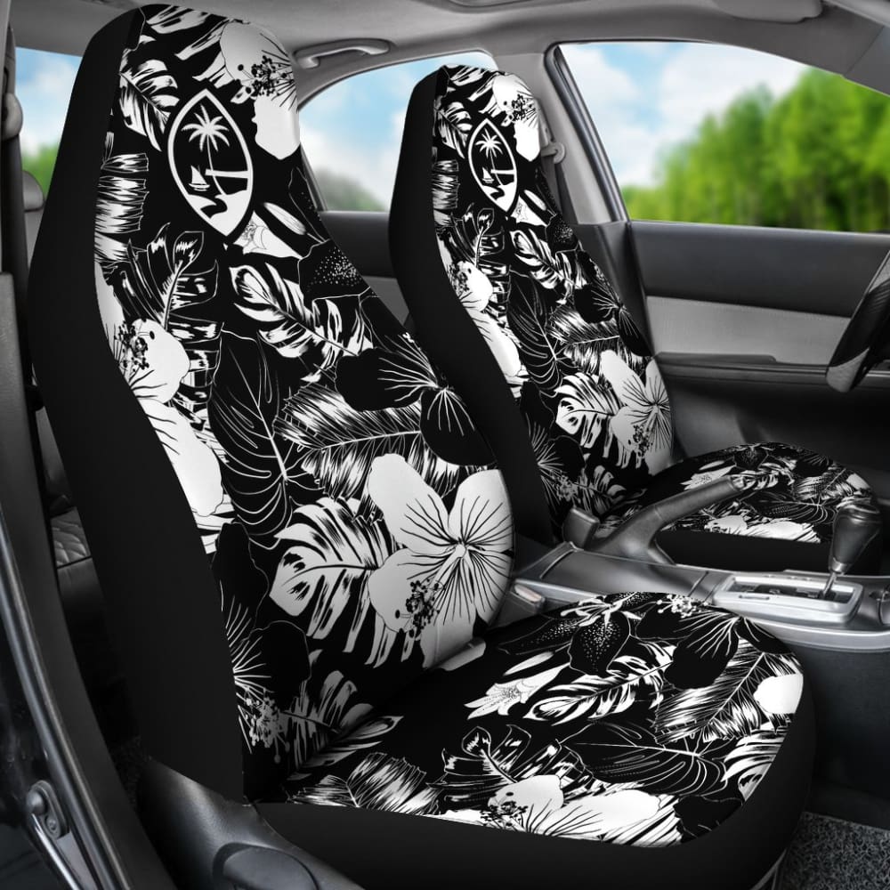 Guam Hibiscus Black Car Seat Covers 093223 - YourCarButBetter