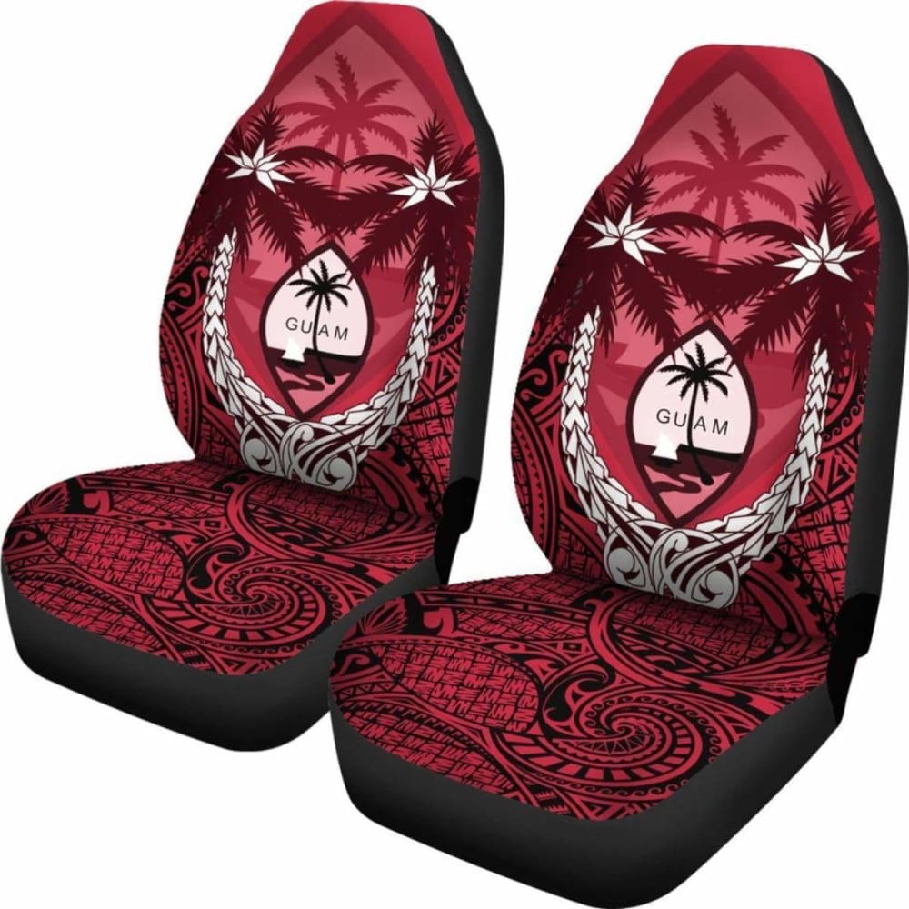 Guam Micronesian Niyok Car Seat Covers - Guam Coat Of Arms Coconut Tree - Amazing 1 105905 - YourCarButBetter